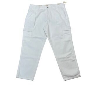 Universal Thread White Boyfriend Cargo Pants Size 14 Tapered Leg Slim Hip Cotton